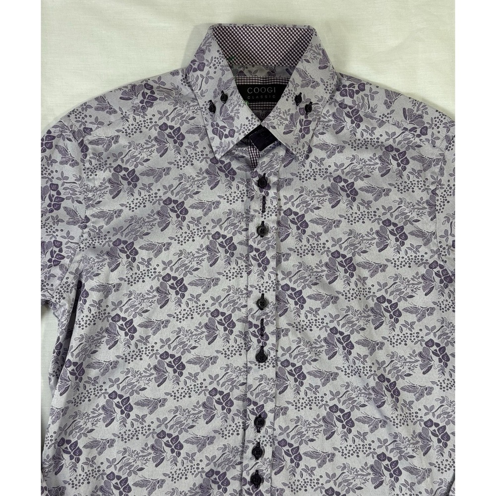Coogi Classic Shirt Mens Large‎ 18 32/33 Long Sleeve Button Down Purple Floral